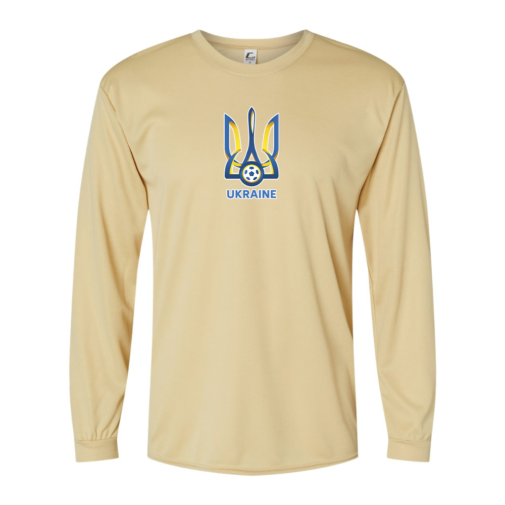 Men's Ukraine National Football Soccer Team Performance Long Sleeve T-Shirt